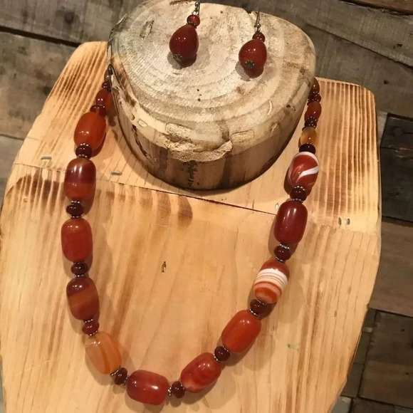 Carnelian necklace set ( handmade ) - Picture 2 of 2